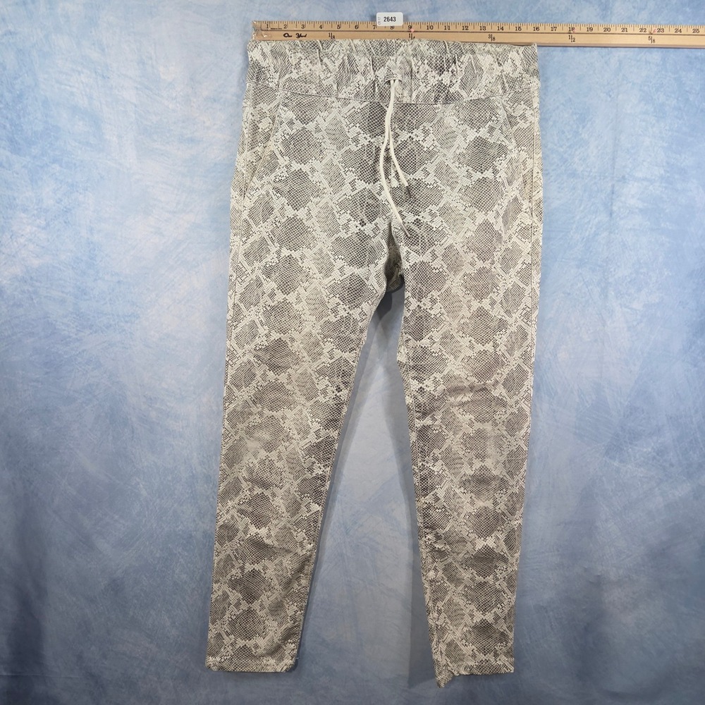Flog Grey White Snakeskin Python Print Jogger Pants Drawstring Size 30